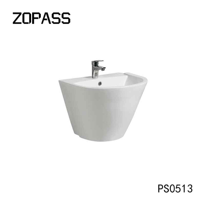 Lavabo moderne blanc de Hung Porcelain Half Pedestal Hand de mur d'évier de style européen
