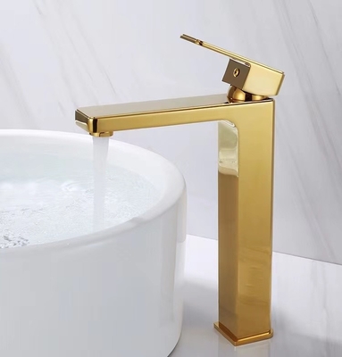 Robinet simple poli de lavabo de poignée de robinet sanitaire en laiton d'or d'articles