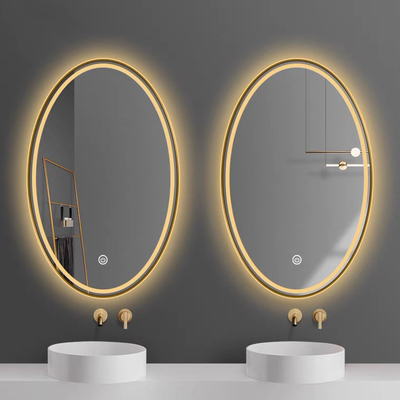 La forme ronde a illuminé des miroirs de salle de bains de LED désembuent avec un bouton