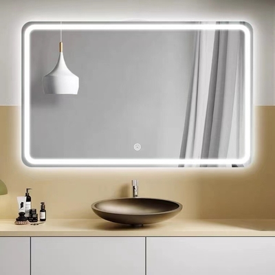 Mur LED rétro-éclairé intelligent de miroir de salle de bains sans cadre rectangulaire fait sur commande