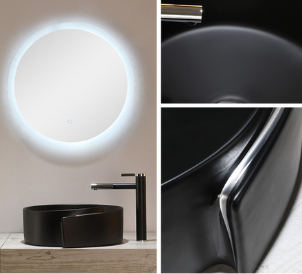 Bassin sanitaire en céramique ovale Matte Black Bathroom Bowl Sinks des articles 9L