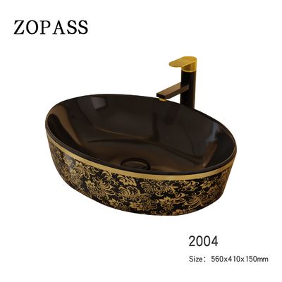 L'or plaquent la forme ronde supérieure d'Art Sanitary Ware Basin Table