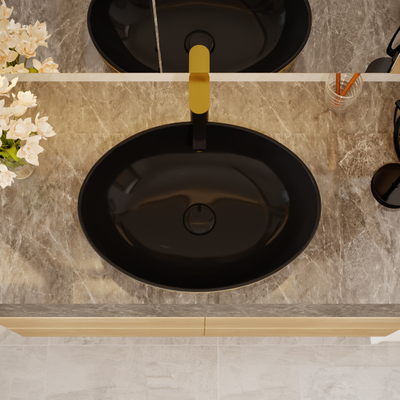 L'or plaquent la forme ronde supérieure d'Art Sanitary Ware Basin Table