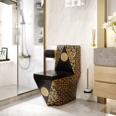 Mur d'une seule pièce d'or noir en céramique Hung Easy Clean de toilette de Siphonic