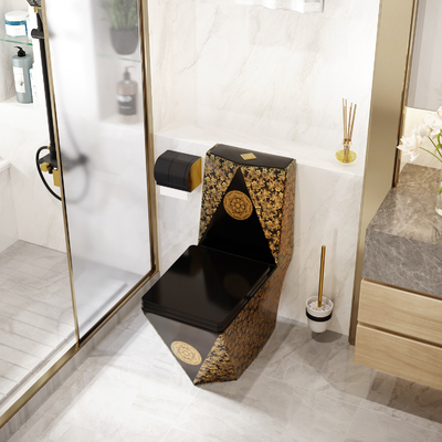 Mur d'une seule pièce d'or noir en céramique Hung Easy Clean de toilette de Siphonic