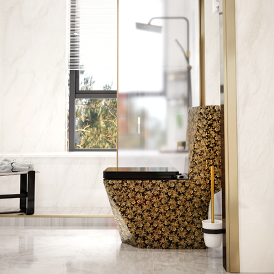 Mur d'une seule pièce d'or noir en céramique Hung Easy Clean de toilette de Siphonic