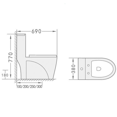 dégrossissage de 300mm 400mm dans la carte de travail sanitaire d'articles de toilette d'une seule pièce de Siphonic