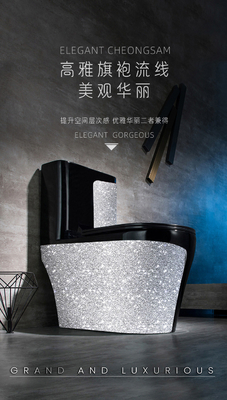 Le lavage à grande eau en céramique de luxe autour du ruban d'une seule pièce de noir de toilette a coloré