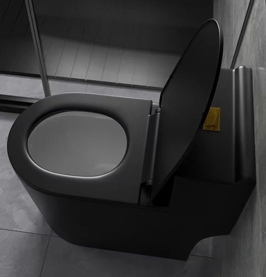 Siphon rinçant les ensembles en céramique de salle de bains de Matte Black Toilet One Piece