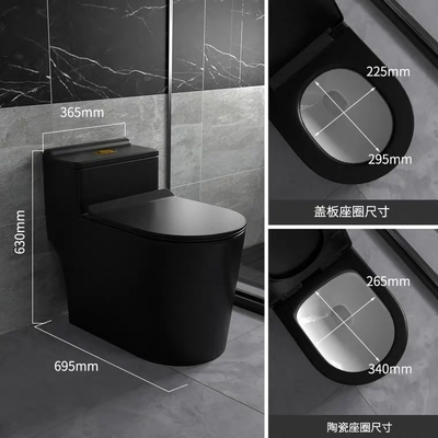 Siphon rinçant les ensembles en céramique de salle de bains de Matte Black Toilet One Piece