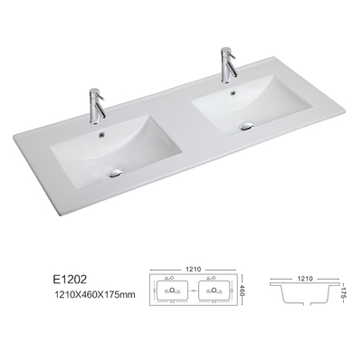 Types européens lavabo mince rectangulaire de bassin de vanité de plan de travail de bassin de Cabinet