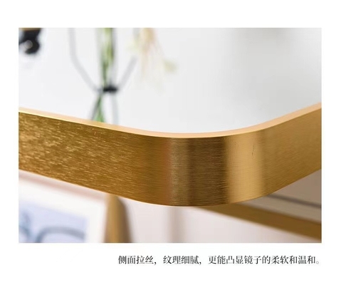 Métal encadré en aluminium Matt Gold Color de miroirs de salle de bains du rectangle LED