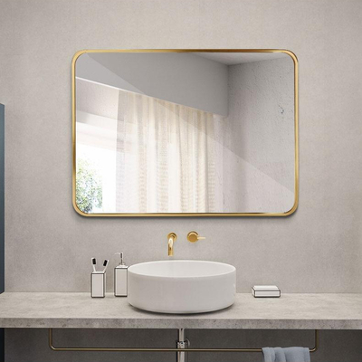 Métal encadré en aluminium Matt Gold Color de miroirs de salle de bains du rectangle LED