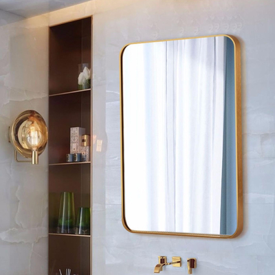 Métal encadré en aluminium Matt Gold Color de miroirs de salle de bains du rectangle LED