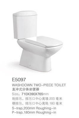 En céramique lavez vers le bas les toilettes en deux pièces fixées au mur avec Seat ovale