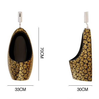 Rinçage de gravité d'urinoir de la toilette des hommes de galvanoplastie d'or en céramique