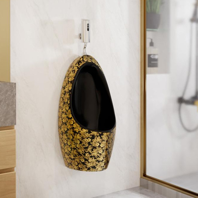 Rinçage de gravité d'urinoir de la toilette des hommes de galvanoplastie d'or en céramique