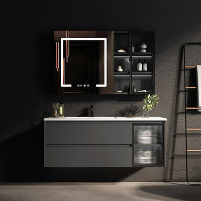 Vanité en bois solide de résistant à l'eau de Cabinets de salle de bains du miroir 39in de LED