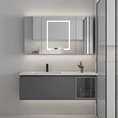 3 Cabinets de salle de bains en bois solides de portes avec le miroir de l'écran tactile LED