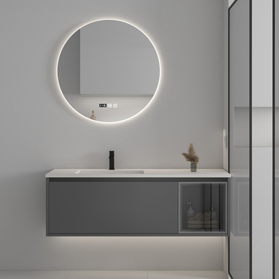 3 Cabinets de salle de bains en bois solides de portes avec le miroir de l'écran tactile LED