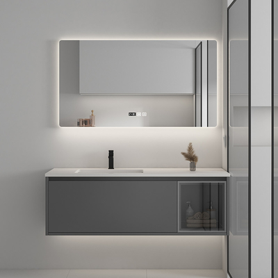 3 Cabinets de salle de bains en bois solides de portes avec le miroir de l'écran tactile LED