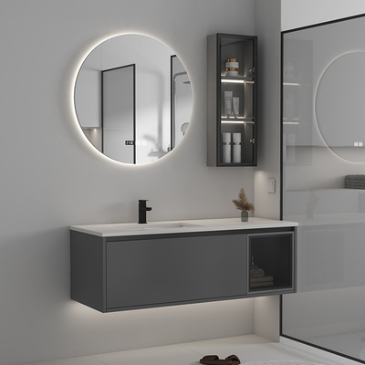 3 Cabinets de salle de bains en bois solides de portes avec le miroir de l'écran tactile LED