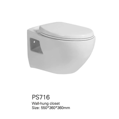 fixé au mur sans monture de toilettes en deux pièces d'économie de l'espace de 650*350*805mm