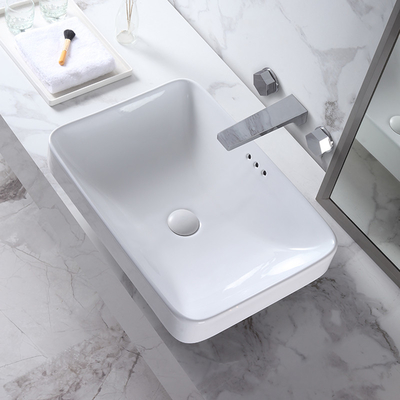 Évier blanc de salle de bains de dessus de Tableau d'Art Rectangular Sanitary Ware Basin