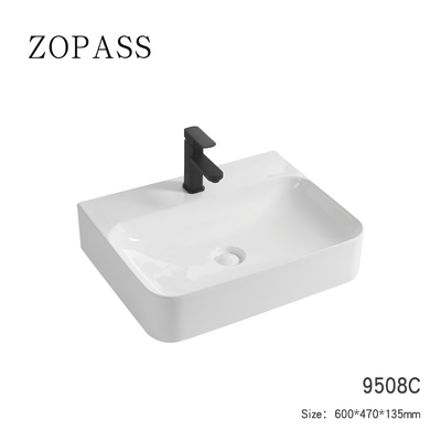 La partie supérieure du comptoir a monté le bassin sanitaire d'articles pour la salle de bains à la maison d'hôtel
