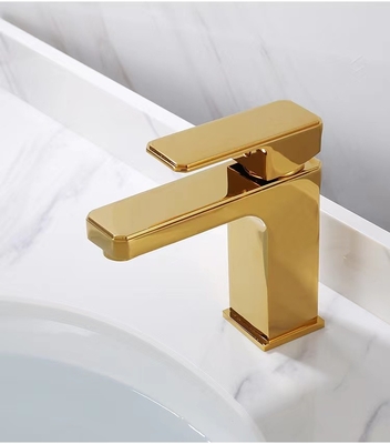 Robinet simple poli de lavabo de poignée de robinet sanitaire en laiton d'or d'articles