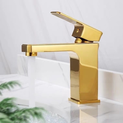 Robinet simple poli de lavabo de poignée de robinet sanitaire en laiton d'or d'articles