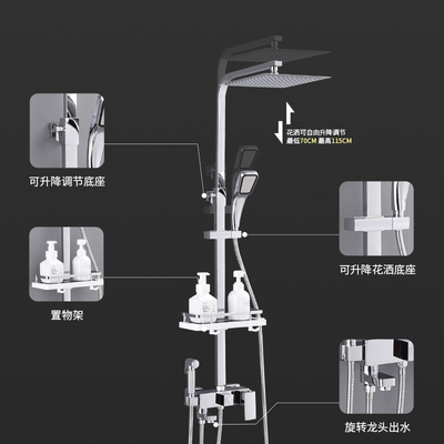 La douche de l'acier inoxydable 304 a placé les robinets chauds et froids fixés au mur
