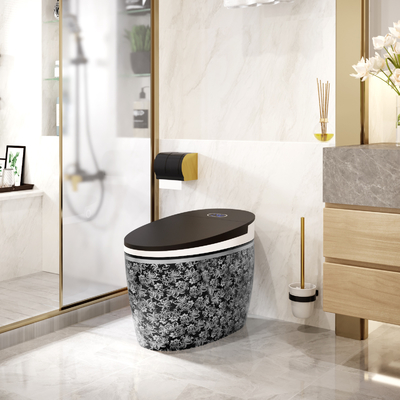 Opération automatique de toilette intelligente futée affleurante ronde noire de siphon