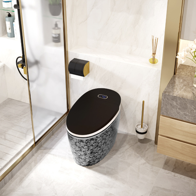 Opération automatique de toilette intelligente futée affleurante ronde noire de siphon