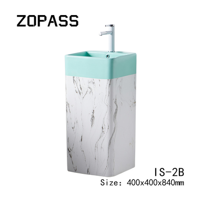 Évier en céramique rectangulaire de salle de bains de piédestal de lavabo de nettoyage d'individu