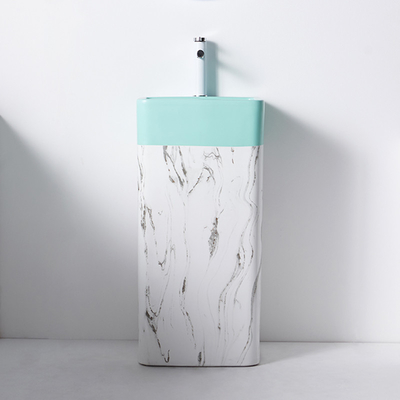 Évier en céramique rectangulaire de salle de bains de piédestal de lavabo de nettoyage d'individu