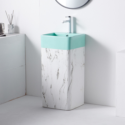 Évier en céramique rectangulaire de salle de bains de piédestal de lavabo de nettoyage d'individu
