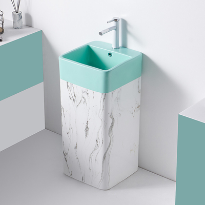Évier en céramique rectangulaire de salle de bains de piédestal de lavabo de nettoyage d'individu