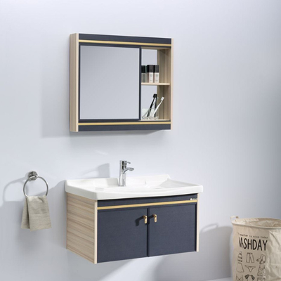 Vanité au plancher en bois solide de Cabinets de salle de bains de Gray Blue 80cm