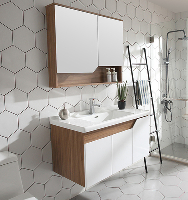 Cabinet de salle de bains en bois solide d'anti corrosion avec le lavabo de miroir