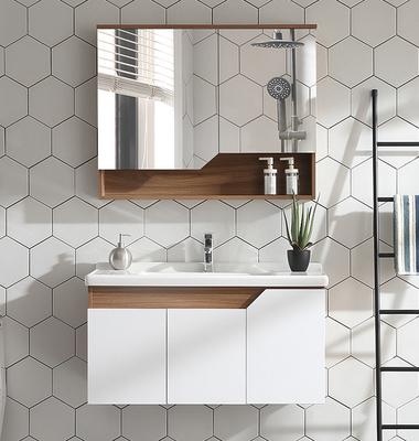 Cabinet de salle de bains en bois solide d'anti corrosion avec le lavabo de miroir