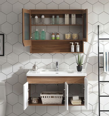 Cabinet de salle de bains en bois solide d'anti corrosion avec le lavabo de miroir