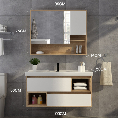 Évier simple reflété debout libre de Cabinet de salle de bains de plasticité élevée