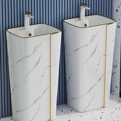 Ligne en céramique cylindrique d'or d'Art Basin Marble Design With de trou simple
