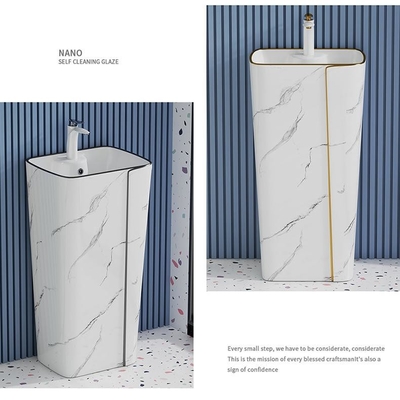 Ligne en céramique cylindrique d'or d'Art Basin Marble Design With de trou simple