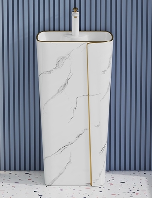 Ligne en céramique cylindrique d'or d'Art Basin Marble Design With de trou simple