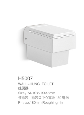 Mur sans monture Hung Toilet Bowl One Piece de piège blanc de P avec le bidet
