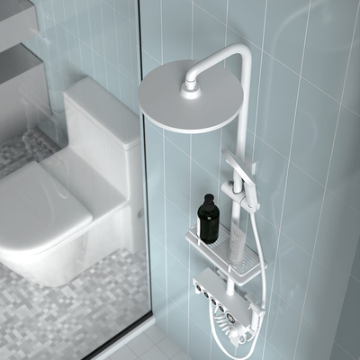 Douche de pluie fixée au mur en laiton blanche polie avec quatre fonctions