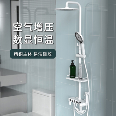 Douche de pluie fixée au mur en laiton blanche polie avec quatre fonctions