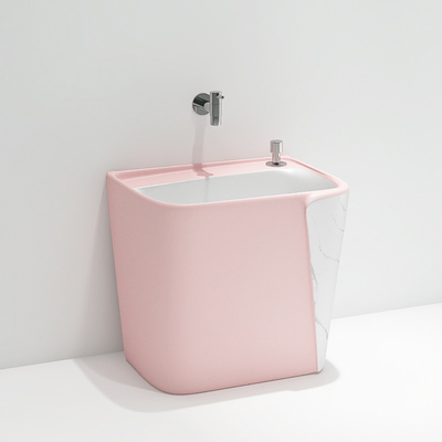 Articles sanitaires de balai d'ODM d'OEM d'évier de salle de bains simple en céramique colorée de trou